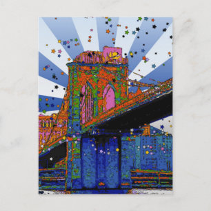 Psychedelic NYC: Brooklyn Bridge #2 Briefkaart