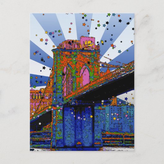 Psychedelic NYC: Brooklyn Bridge #2 Briefkaart (Voorkant)