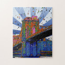 Psychedelic NYC: Brooklyn Bridge #2 Legpuzzel