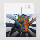 Psychedelic NYC: Charging Bull of Wall Street Briefkaart (Voorkant / Achterkant)