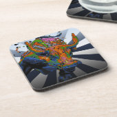 Psychedelic NYC: Charging Bull of Wall Street Drankjes Onderzetter (Linkerzijde)