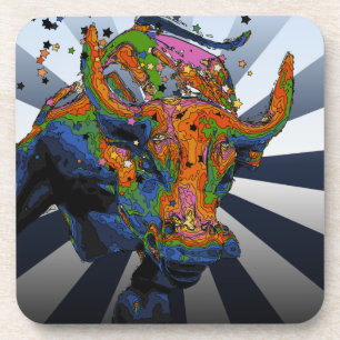 Psychedelic NYC: Charging Bull of Wall Street Drankjes Onderzetter