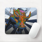 Psychedelic NYC: Charging Bull of Wall Street Muismat (Met muis)