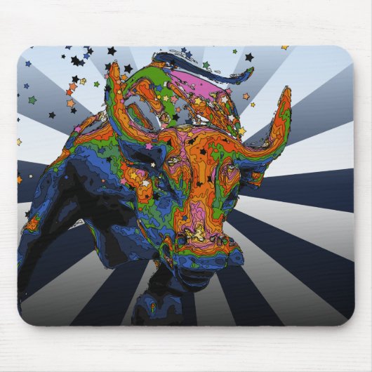 Psychedelic NYC: Charging Bull of Wall Street Muismat (Voorkant)