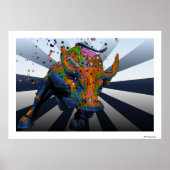 Psychedelic NYC: Charging Bull of Wall Street Poster (Voorkant)