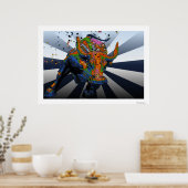 Psychedelic NYC: Charging Bull of Wall Street Poster (Keuken)