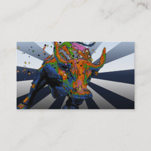 Psychedelic NYC: Charging Bull of Wall Street Visitekaartje
