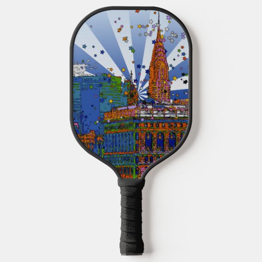 Psychedelic NYC: Chrysler, Flatiron #1 Pickleball Paddle (Voorkant)