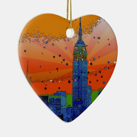 Psychedelic NYC: Empire State Building #3 Keramisch Ornament (Rechts)