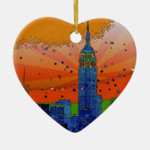 Psychedelic NYC: Empire State Building #3 Keramisch Ornament