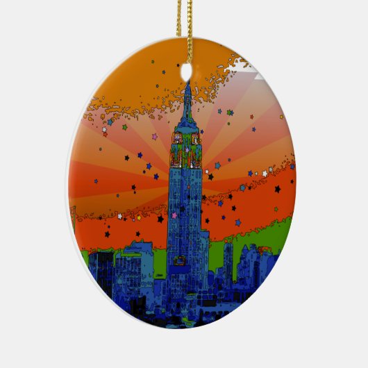 Psychedelic NYC: Empire State Building #3 Keramisch Ornament (Rechts)