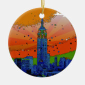 Psychedelic NYC: Empire State Building #3 Keramisch Ornament (Voorkant)
