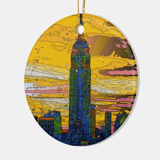 Psychedelic NYC: Empire State Building B4 Keramisch Ornament (Links)