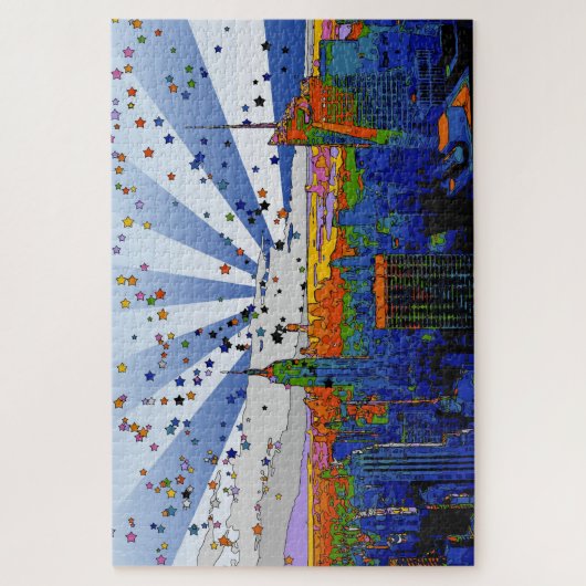 Psychedelic NYC: ESB Wide Skyline Uitzicht Legpuzzel (Verticaal)