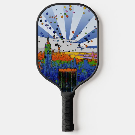 Psychedelic NYC: ESB Wide Skyline Uitzicht Pickleball Paddle (Voorkant)