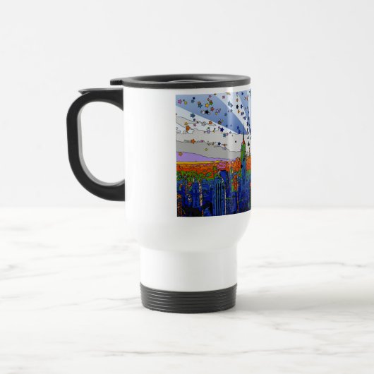 Psychedelic NYC: ESB Wide Skyline Uitzicht Reisbeker (Links)