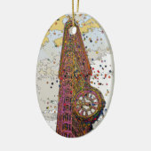 Psychedelic NYC: Flatiron Building & Clock #1A Keramisch Ornament (Links)