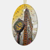 Psychedelic NYC: Flatiron Building & Clock #2A Keramisch Ornament (Links)