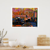 Psychedelic NYC: NYC-watertorens in de winter #9 Poster (Keuken)