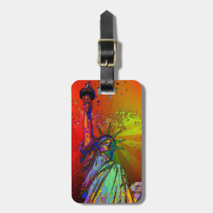 Psychedelic NYC Rainbow Color Statue of Liberty 1R Bagagelabel
