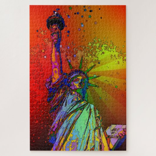 Psychedelic NYC Rainbow Color Statue of Liberty 1R Legpuzzel (Verticaal)