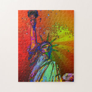 Psychedelic NYC Rainbow Color Statue of Liberty 1R Legpuzzel