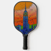 Psychedelic NYC Skyline Emp St Gebouw #3 Pickleball Paddle (Achterkant)