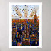 Psychedelic NYC Skyline: ESB, WTC #1 Poster (Voorkant)