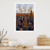 Psychedelic NYC Skyline: ESB, WTC #1 Poster (Keuken)