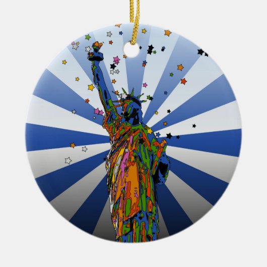 Psychedelic NYC: Statue of Liberty #2 Keramisch Ornament (Voorkant)