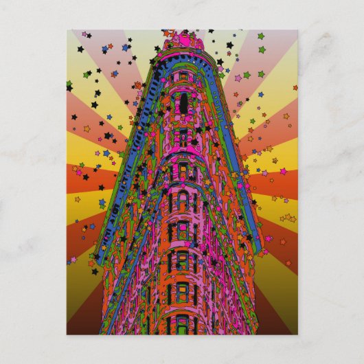 Psychedelic NYC - Top van het Flatiron Building A2 Briefkaart (Voorkant)