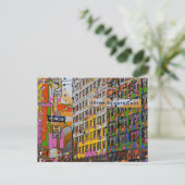 Psychedelic NYC: Union Square Building, St Sign A4 Briefkaart (Staand voorkant)