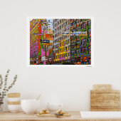 Psychedelic NYC: Union Square Building, St Sign A4 Poster (Keuken)