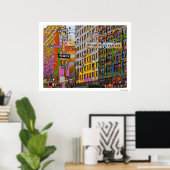 Psychedelic NYC: Union Square Building, St Sign A4 Poster (Thuiskantoor)