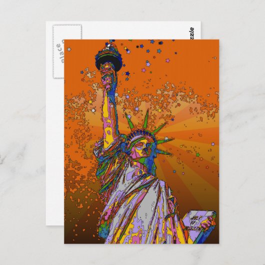 Psychedelic NYC: Vrijheidsbeeld 001 Briefkaart (Voorkant / Achterkant)