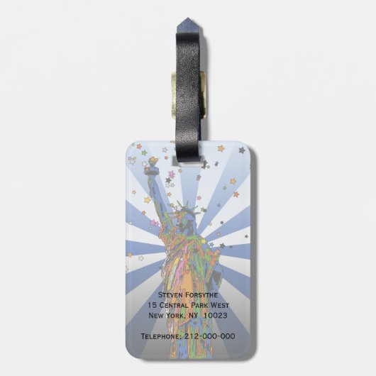 Psychedelic NYC: Vrijheidsbeeld 2 Bagagelabel (Achterkant verticaal)