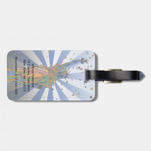 Psychedelic NYC: Vrijheidsbeeld 2 Bagagelabel (Achterkant horizontaal)