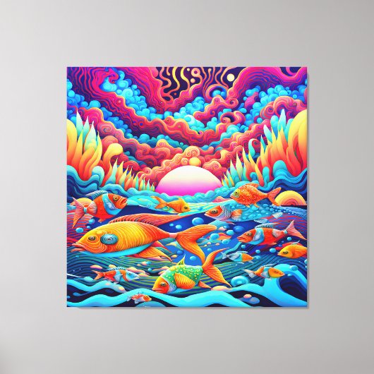 Psychedelic Ocean Canvas Afdruk (Voorkant)