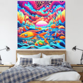 Psychedelic Ocean Canvas Afdruk (Insitu (Slaapkamer))