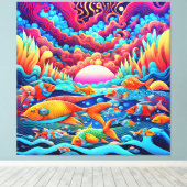 Psychedelic Ocean Canvas Afdruk (Insitu (Houten vloer))