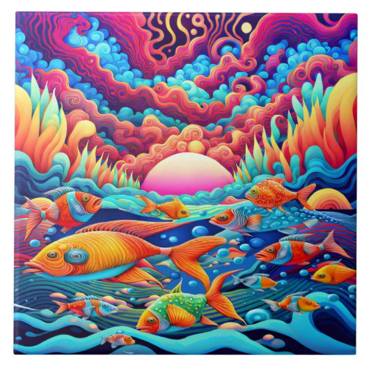 Psychedelic Ocean Tegeltje (Voorkant)