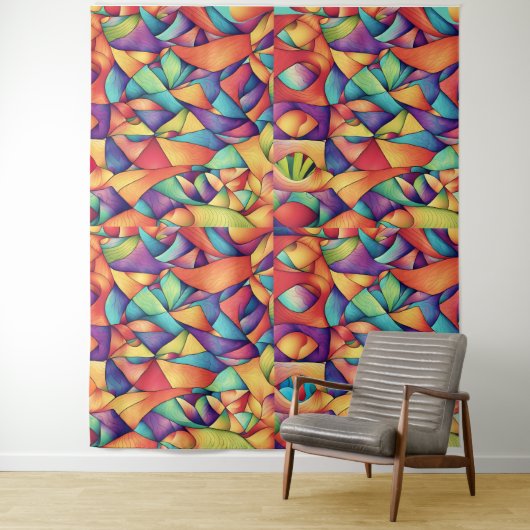 Psychedelic Ocean Wandkleed (In situ)
