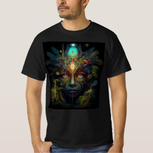 Psychedelic Oerwoud Spirit Face T-shirt