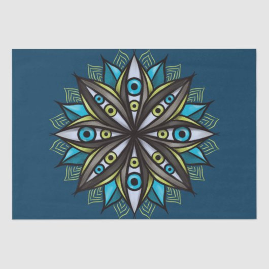 Psychedelic Ogen Dubbele Iris Bloem Mandala Horror Tissuepapier (Voorkant)