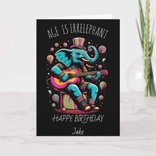 Psychedelic olifant jamming gitaar bedankkaart (Voorkant)