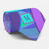 Psychedelic Orchid & Turquoise Monogram Necktie Stropdas (Opgerold)