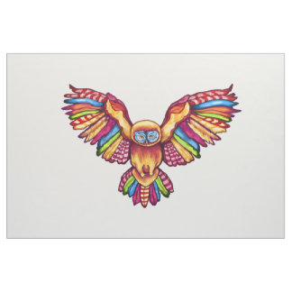 Psychedelic Owl in vlucht Stof