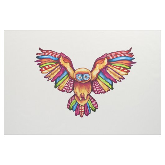 Psychedelic Owl in vlucht Stof (Yard (91,4 cm))