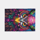 Psychedelic Owl: Neon Mandala Art Fleece Deken (Voorkant (Horizontaal))