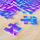 Psychedelic Paars Blue Square in Square Puzzle Legpuzzel (Zijkant)